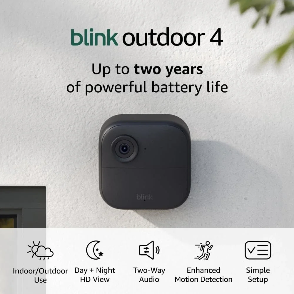 New Sealed Blink Outdoor 4 Wireless Smart Security Camera 2 Camera System 1080p